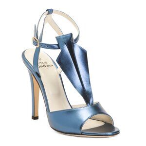 CHRIS DONOVAN Black Made In Italy Leather Aquila Heeled Sandals